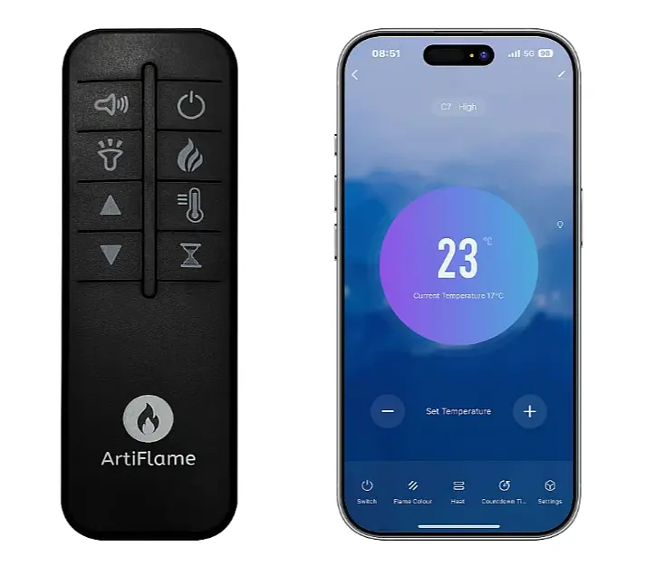 Електрокамін ArtiFlame Sogne AF52 — 3D-ефект полум’я, обігрів до 30 м², Wi-Fi - фото 8