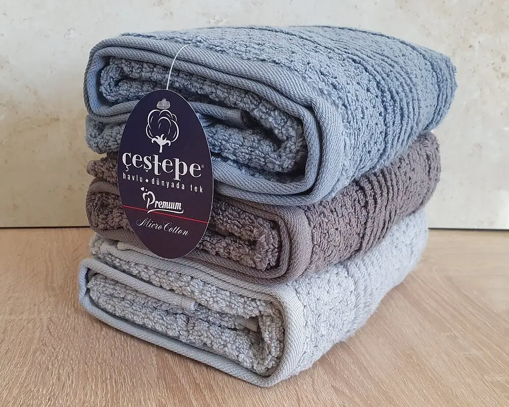 Набір турецьких махрових рушників Cestepe MicroCotton Premium 3 штуки 50x90 Nesha щільність 600 г/м2 - фото 8