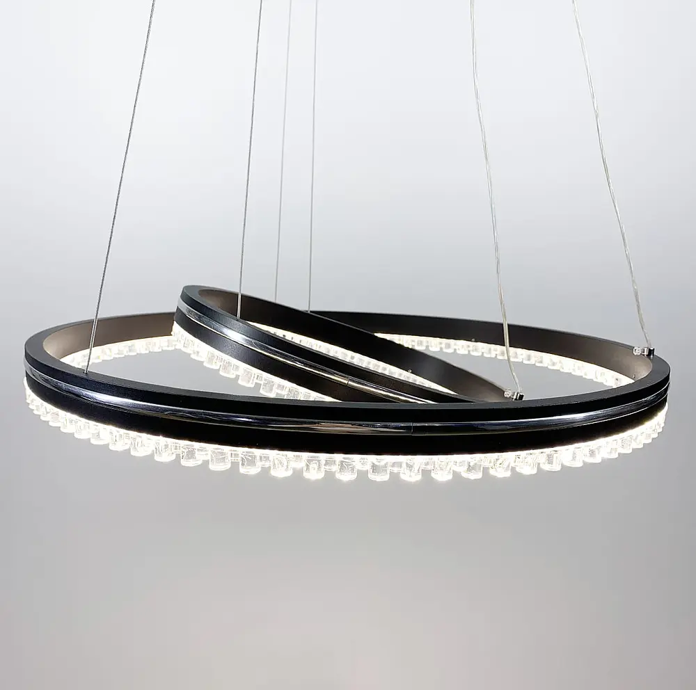 Черная LED люстра на 2 кольца с хромированной полоской Line.F A 55060/2P BK+CR - фото 3