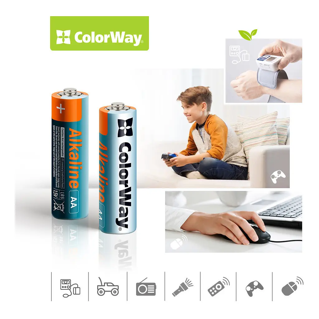 Батарейка ColorWay AA LR6 Alkaline Power (лужні) * 24 plastic box (CW-BALR06-24PB) - фото 3