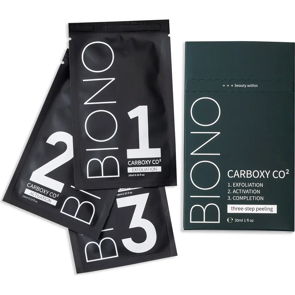 Набір для догляду за обличчям Biono Carboxy CO² Трьохетапна процедура 120 мл (4 шт. x 30 мл) (BN_CRB_4) - фото 3
