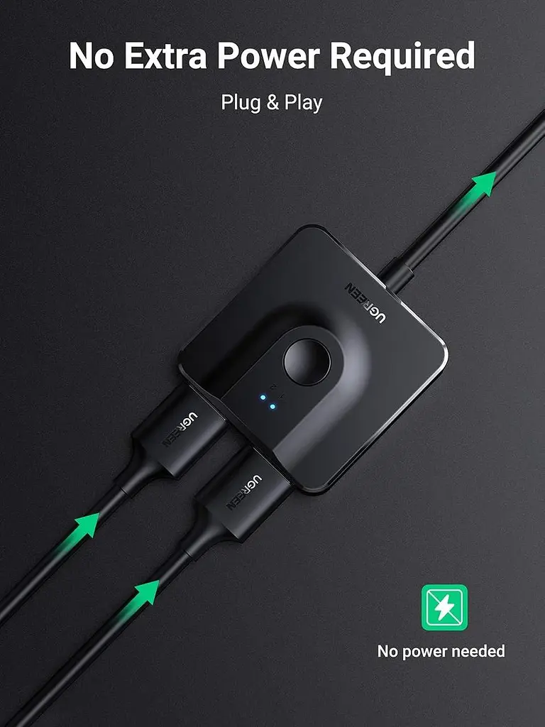 Спліттер UGREEN 2в1 HDMI Switcher 4K@60Hz CM311 з кабелем HDMI 1 м (70607) - фото 8