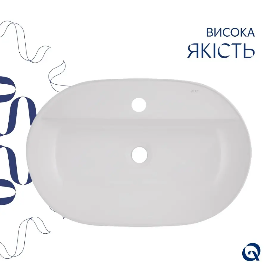 Раковина накладна Qtap Scorpio 600х400х120 мм, White, овальна, без донного клапана QT14118045W - фото 3