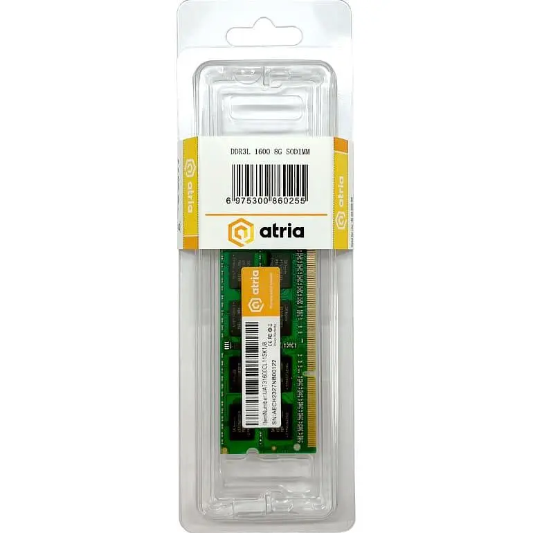 Модуль пам'яті ATRIA DDR3 8GB 1600MHz sodimm UAT31600CL11SK1/8 (UAT31600CL11SK1/8) - фото 3