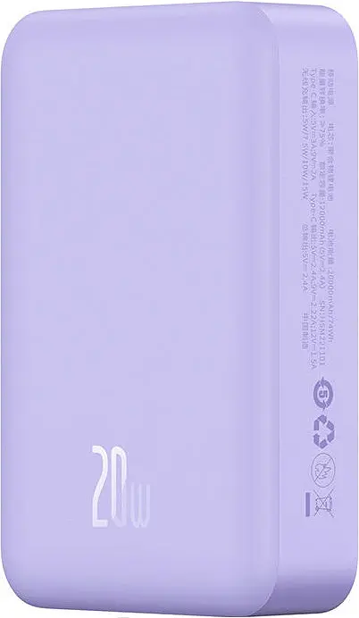 Портативний акумулятор Baseus Magnetic Mini Wireless Fast Charge 20W 20000mAh purple (PPCX150005) - фото 4