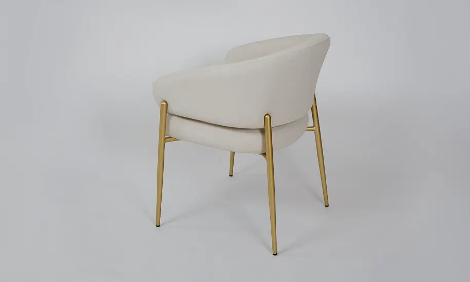 Стілець Мальта тканина айворі метал золоті ніжки - фото 5