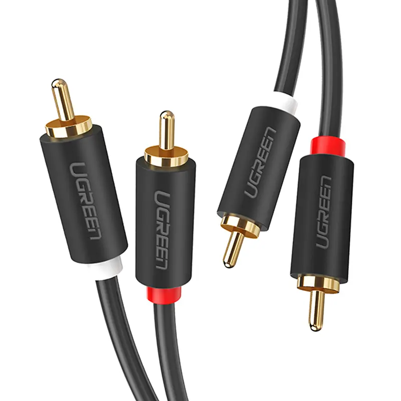 Міжкомпонентний аудіо-кабель Ugreen AV104 2RCA to 2RCA Audio Cable 30747 (Чорний, 1м)