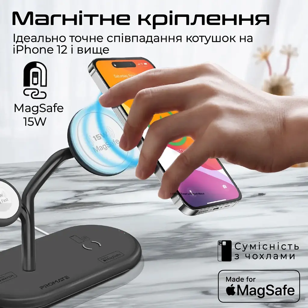 Зарядний пристрій Promate бездротовий (synergy-pro.black) - фото 6