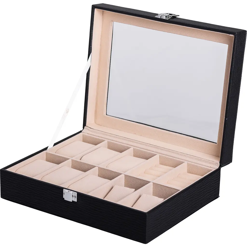 Скринька-органайзер Yiwu для прикрас та аксесуарів із накидним замком 25.5x20x7.5 см чорна HP-5-6B - фото 2