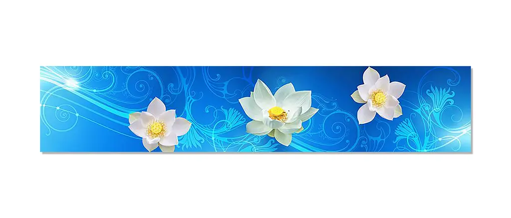 Кухонний фартух Лотос на плаву ПВХ для декору 60х300 см Клейки Блакитний Happy Pocket Z184017 - фото 7