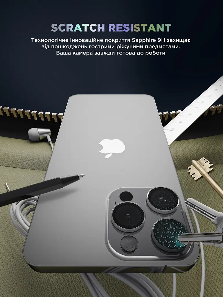 Захисне скло для камери Apple iPhone 16 Pro/16 Pro Max, Supreme BI, сріблястий колір, з рамкою, глянцеве скло для захисту лінз, протиударне, прозоре, з клейовим шаром по контуру, не впливає на якість фото, ArmorStandart (ARM79421) - фото 5