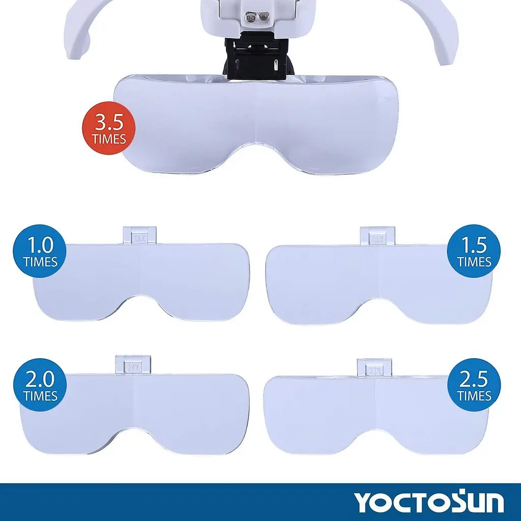 Світлодіодна лупа YOCTOSUN, збільшувальні окуляри з оголов'ям Hands Free і 2 світлодіодами - фото 7