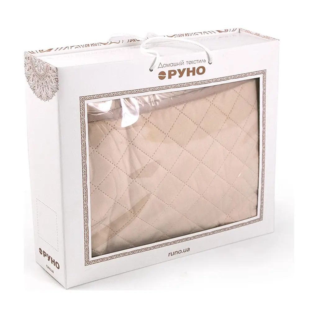 Покривало Руно двостороннє декоративне Velour Beige ромб 180х220 см (340.55_Beige ромб) - фото 2
