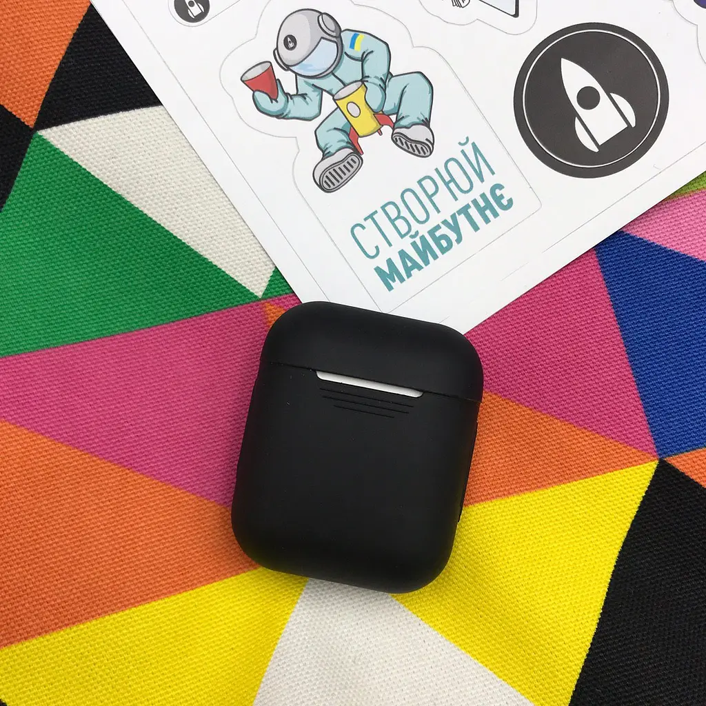 Чохол для навушників MAKE Apple AirPods 1/2 Silicone Black - фото 2
