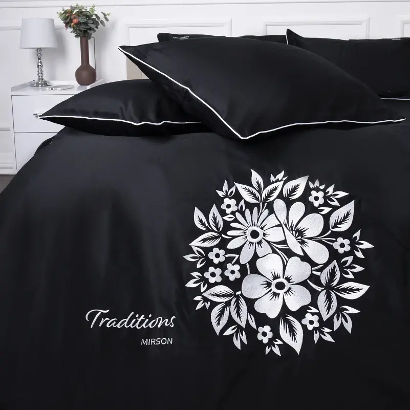 Комплект постільної білизни MirSon Ranforce Elite 0055 Black Pearl "Traditions" 143 х 210 см - фото 3