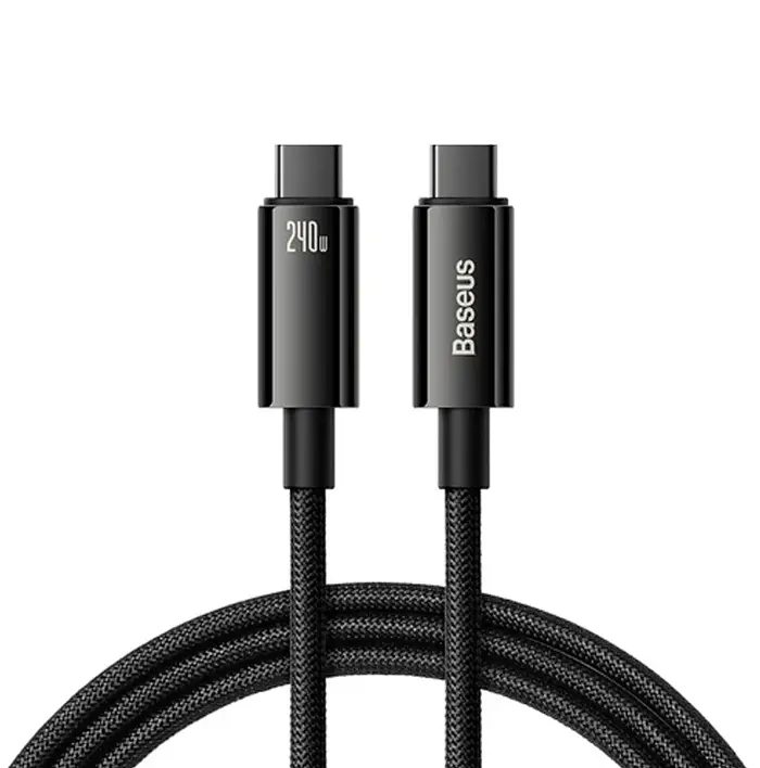 Кабель Baseus Tungsten Gold Fast Charging Data Cable Type-C to Type-C 240W 1m Black