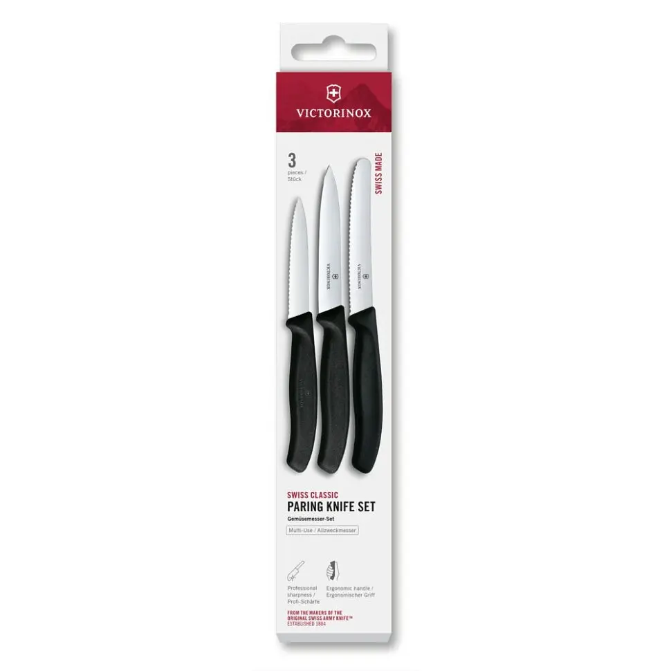 Набір ножів для чищення овочів Victorinox Swiss Classic 3 ножа чорн 6.7113.34