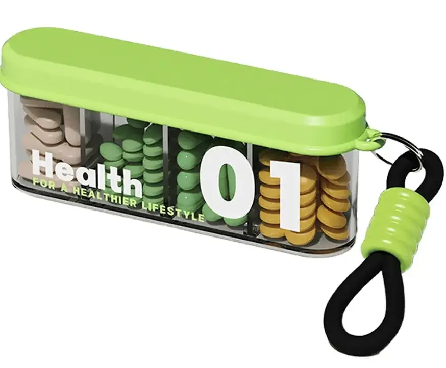 Органайзер для таблеток з ремінцем MEMOSAN Health 01 Portable Pill Organizer with Lanyard водонепроникний з 4 відділеннями
