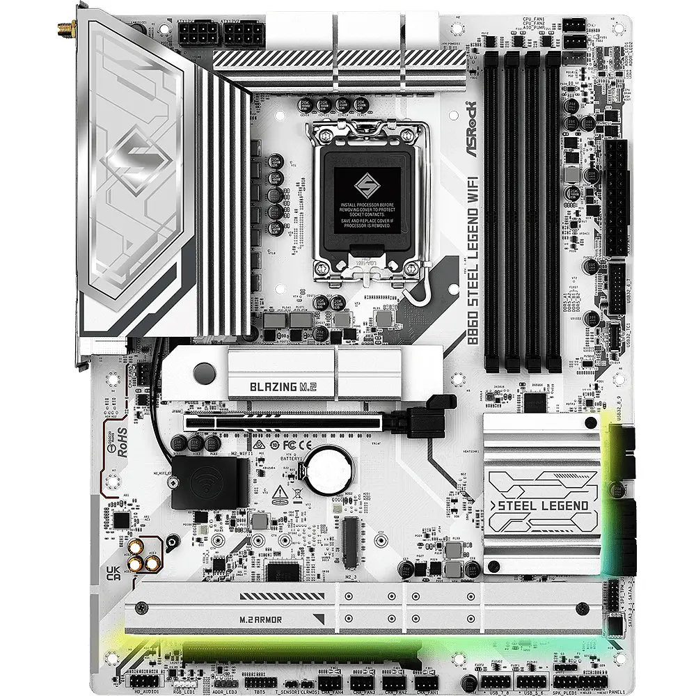 Материнська плата AsRock B860 Steel Legend WiFi (1851/B860, 4xDDR5, 2xPCIex16, HDMI/DP/TB4, 4xSATA, 4xM.2, 2.5Glan, 7). - фото 6