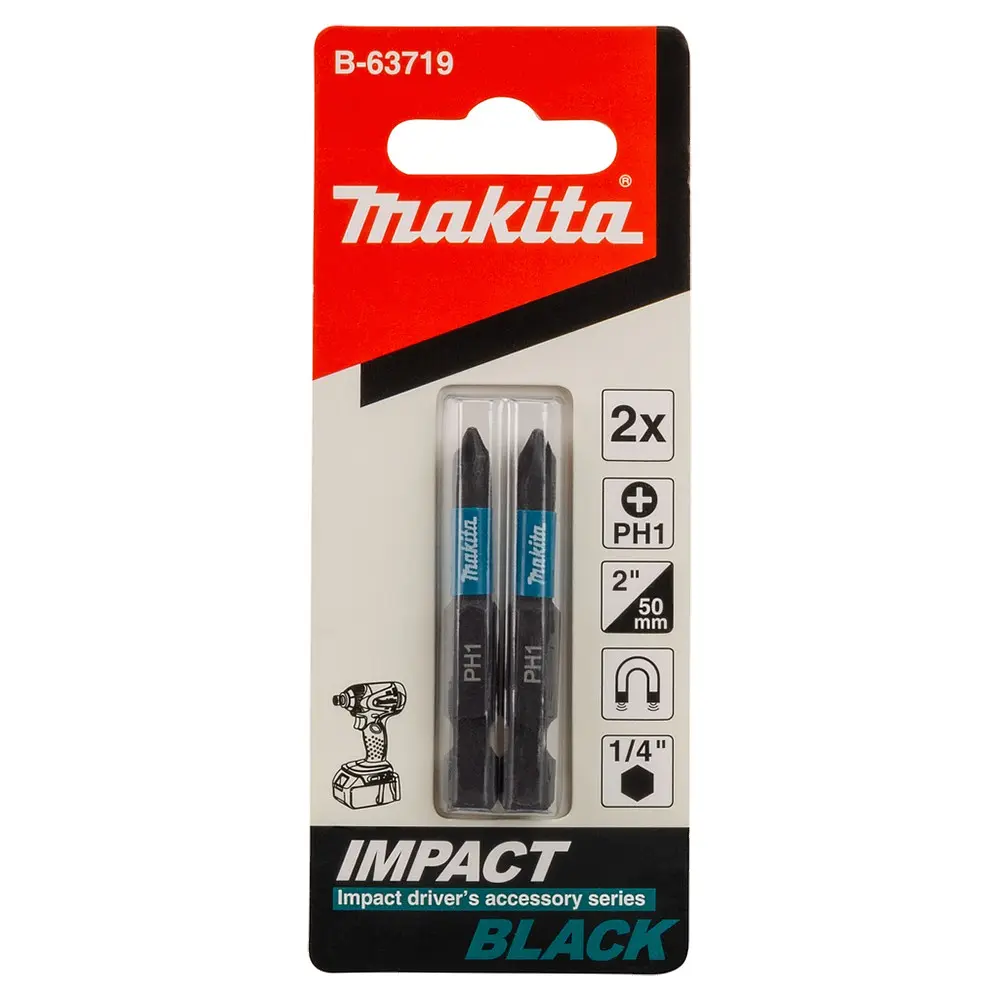 Біти торсіонні PH1 50 мм Makita Impact Black B-63719 (2 шт)
