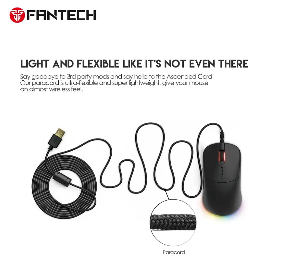 Игровая мышь Fantech UX-3 V2 HELIOS PixArt 3389, 400IPS, 50G, 1600DPI Black - фото 6