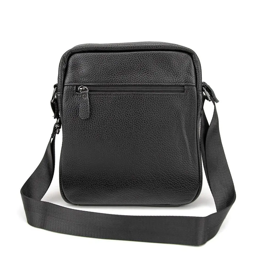 Шкіряний маленький чоловічий месенджер чорний Tiding Bag M56-0187A - фото 6