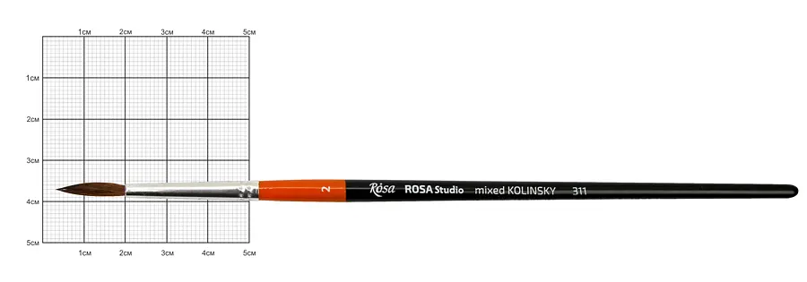 Пензель колонок круглий 311 № 2 коротка ручка ROSA Studio (4823086700130)