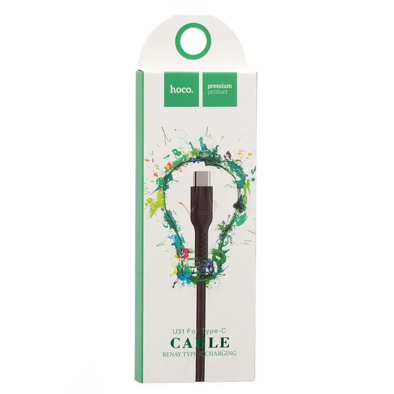 USB Cable Hoco U31 Benay Type-C Black 1m - фото 2