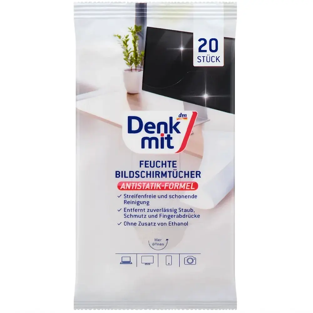 Вологі серветки для чищення екранів та моніторів DenkMit, 20 шт