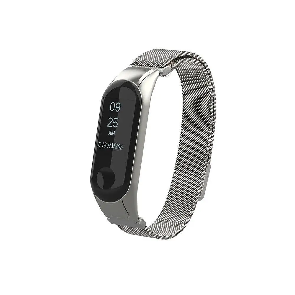 Ремешок для фитнес-браслета Boorui для Xiaomi Mi Band 7 миланская петля серебристый - фото 4