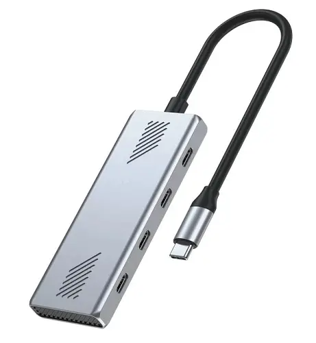 Хаб USB UHB-CM-U310-C4-01, Grey, Type-C 3.2 - 4xType-C 3.2, кабель 18 см Gembird teh0027603 - фото 3
