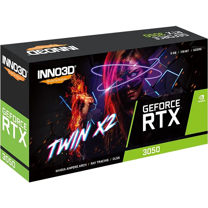 GeForce RTX3050 Inno3D Twin X2 V2, 6GB GDDR6 96bit PCI-E 4.0 - фото 2