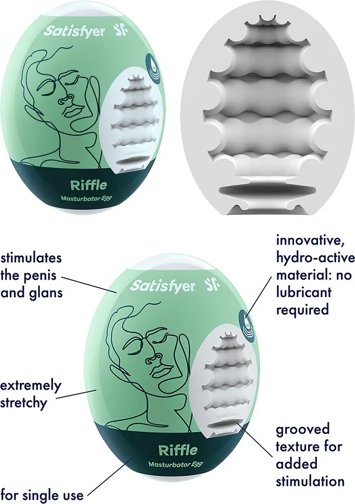 Мастурбатор-яйце Satisfyer Single Riffle, 7х5.5 см (м'ятний) - фото 6