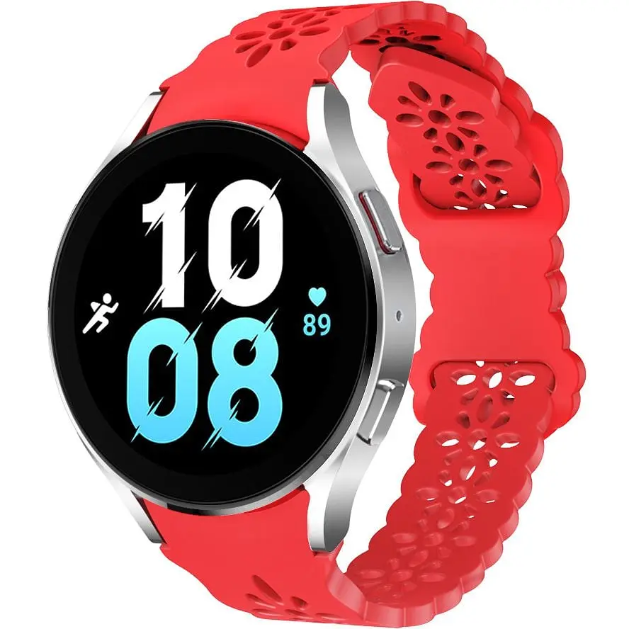 Браслет Flower Five для Samsung Galaxy Watch 5 - червоний ширина кріплення 20мм силікон Watchbands (W27-2WB12227561) - фото 1