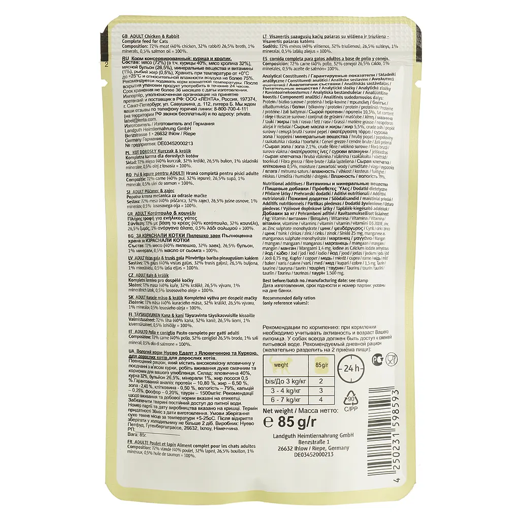 Вологий корм для котів Nuevo Adult курка та кролик 85 г (95206 (759)) - фото 2