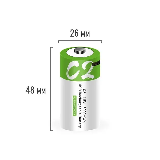 Акумулятор тип C/R14 Smartoools 3333 mAh - 5000mWh 1.5V батарейка із вбудованою зарядкою Type-C - фото 4