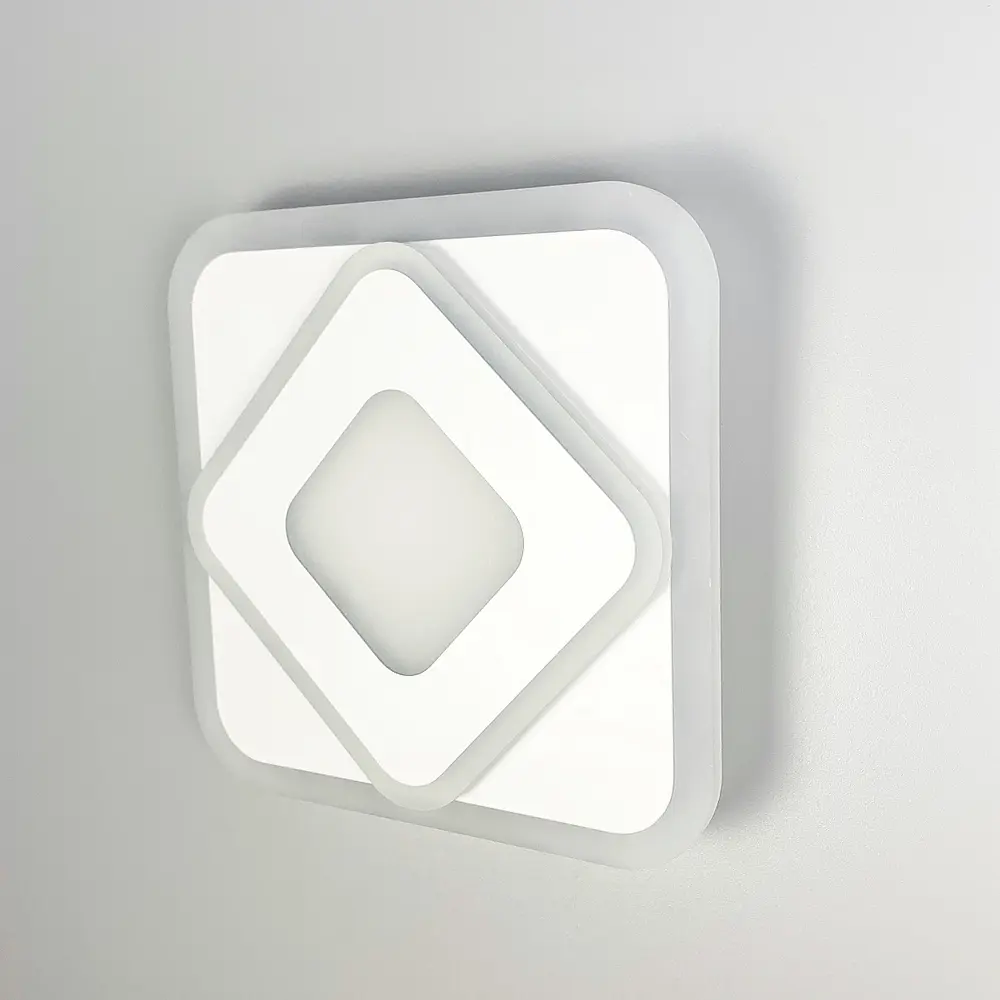 Квадратный светодиодный светильник 30 см с матовым акрилом Line F Арт. 2230-300 WT - фото 2