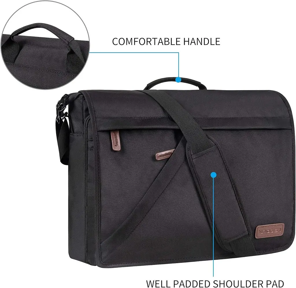 Сумка листоноша для ноутбука 15,6 дюймів Kroser Laptop Bag NTM2832NX Чорна - фото 4