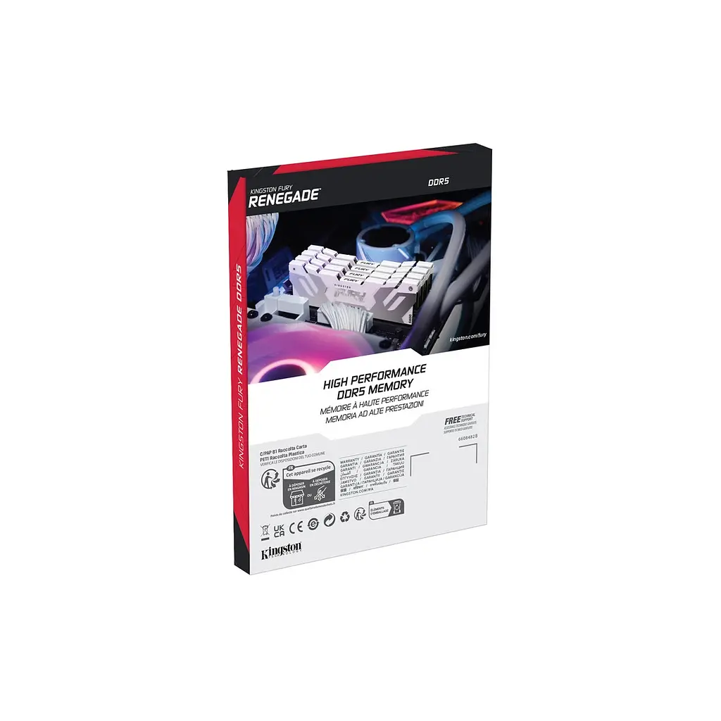 Модуль пам'яті для комп'ютера DDR5 32GB (2x16GB) 8000 MHz Renegade White Kingston Fury (ex.HyperX) (KF580C38RWK2-32) - фото 6