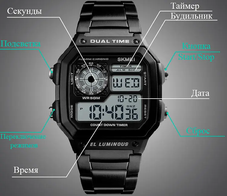Чоловічий годинник Skmei 1335 Ripple Black - фото 8