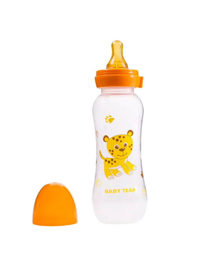 Пляшечка для годування з латексною соскою 0+ Baby team 250 мл Помаранчевий - фото 2
