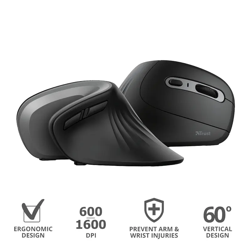 Компьютерная мышь Trust Verro Ergonomic WL черный teh0014019 - фото 9
