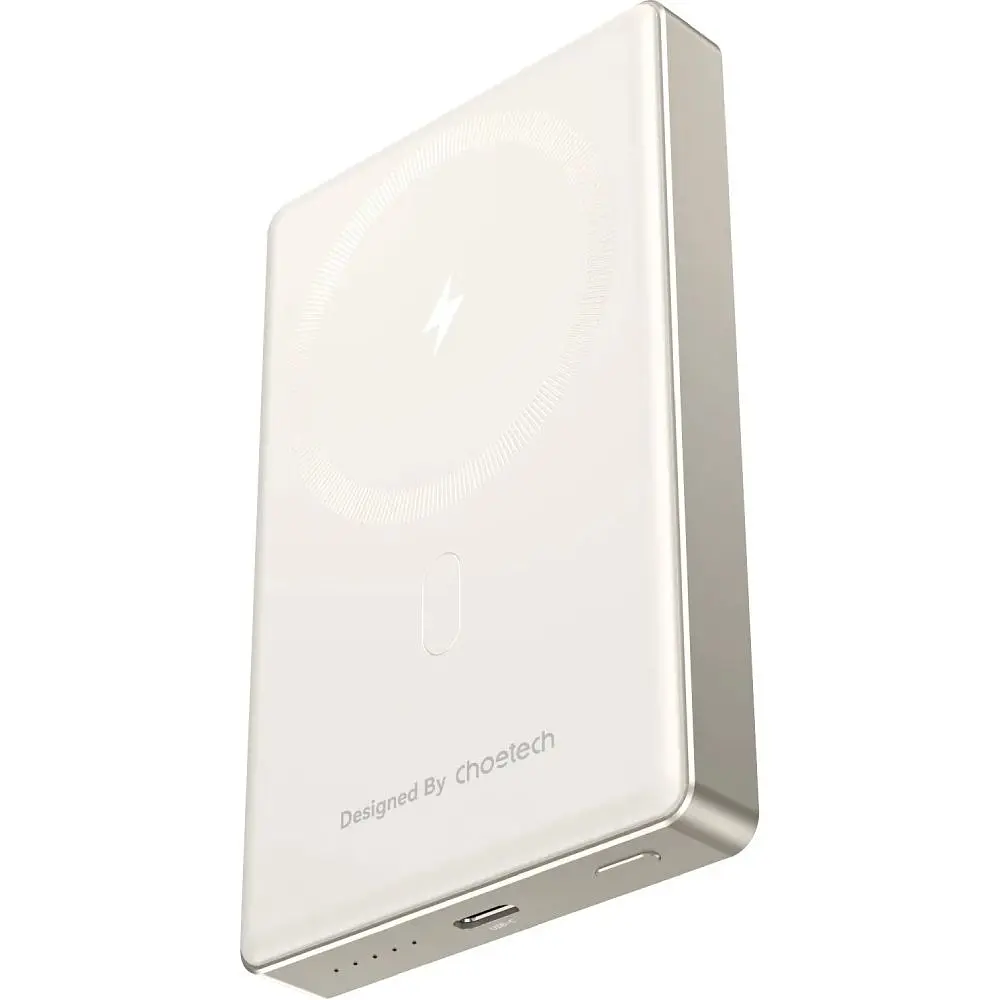 УМБ Choetech Magnetic Wireless 10000mAh 20W PD Qi-15W USB-C In/Out, тонкий, Beige (B739-CCCWH) - фото 5