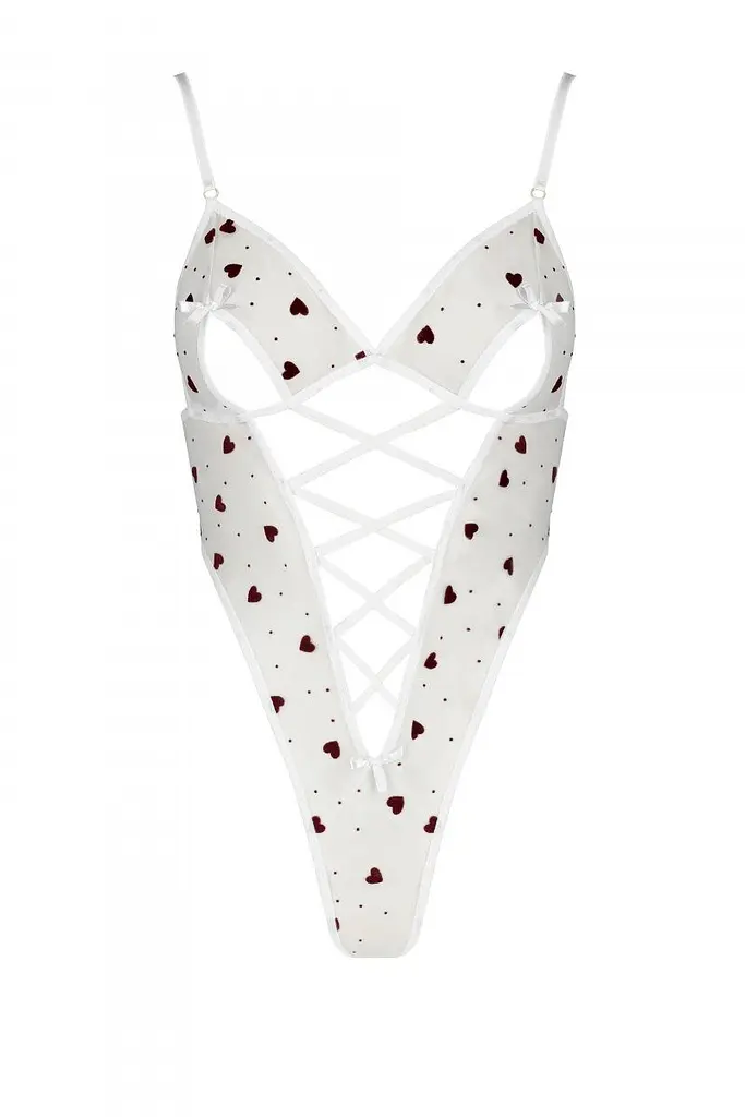 Спокусливе боді з серцем Passion Lovelia Body, L/XL, білий - фото 5