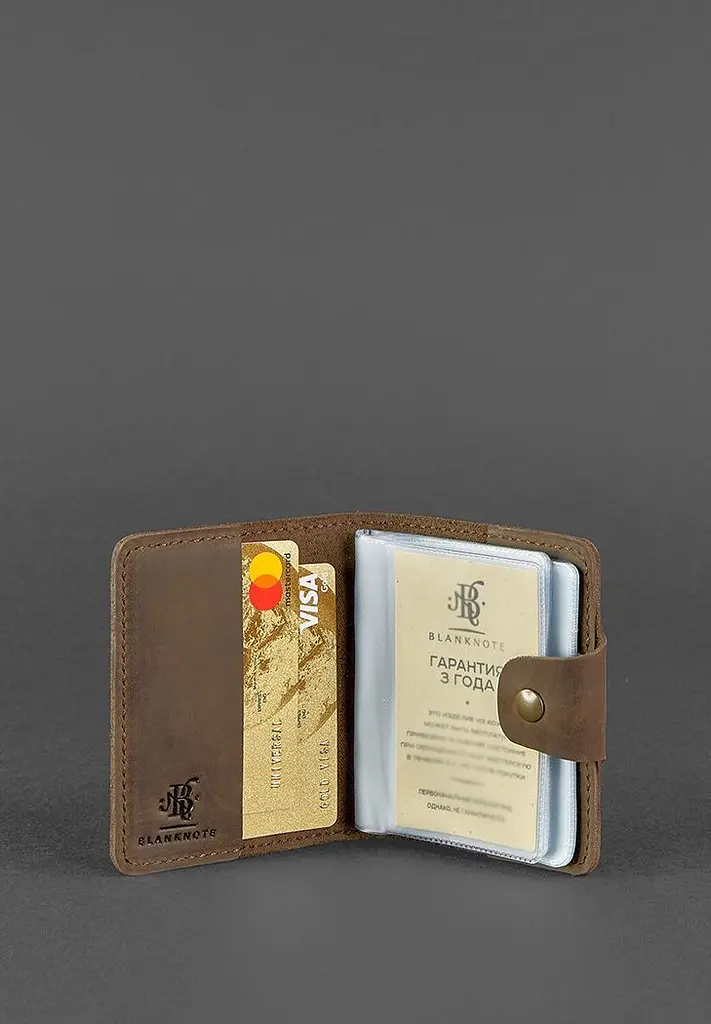 Шкіряний кард-кейс 7.1 (Книжечка) темно-коричневий - фото 3