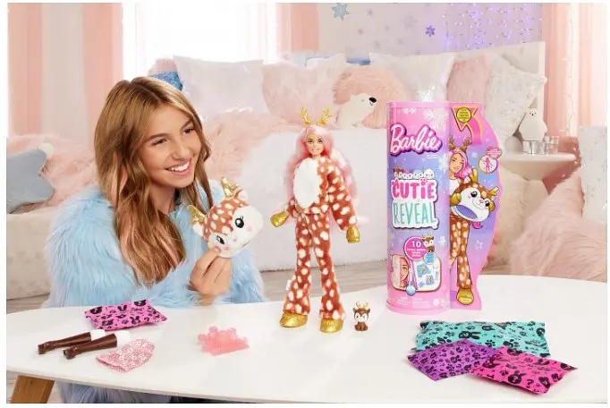 Кукла Barbie Cutie Reveal Зимний блеск в костюме оленя, 30 см (HJL61) - фото 4
