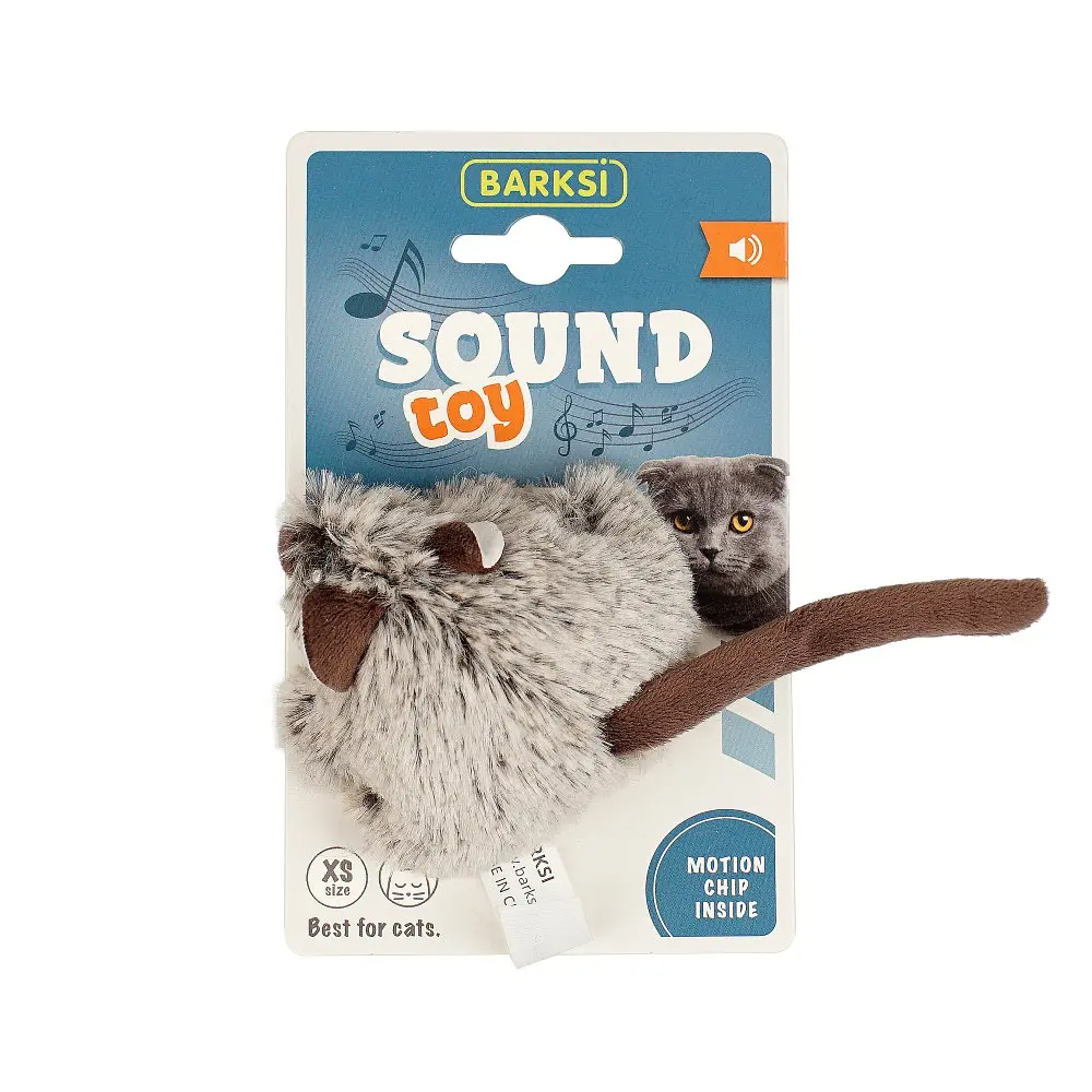 Іграшка для котів Barksi Sound Toy Мишка з Датчиком Торкання та Звуковим Чіпом 17 см - фото 2