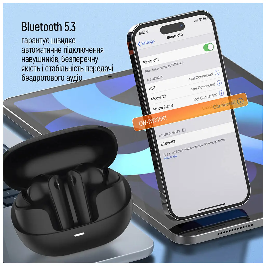 Навушники ColorWay Slim TWS-1 Earbuds Long Life Black (CW-TWS1BK1) - фото 12