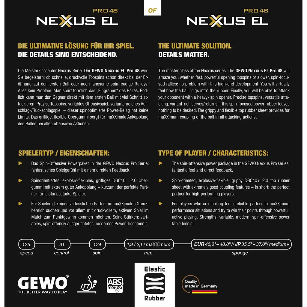 Ракетка для настільного тенісу Gewo Force ARC OFF+, Nexxus EL Pro 48+Neoflexx eFT 45 FL (1069100001) - фото 9