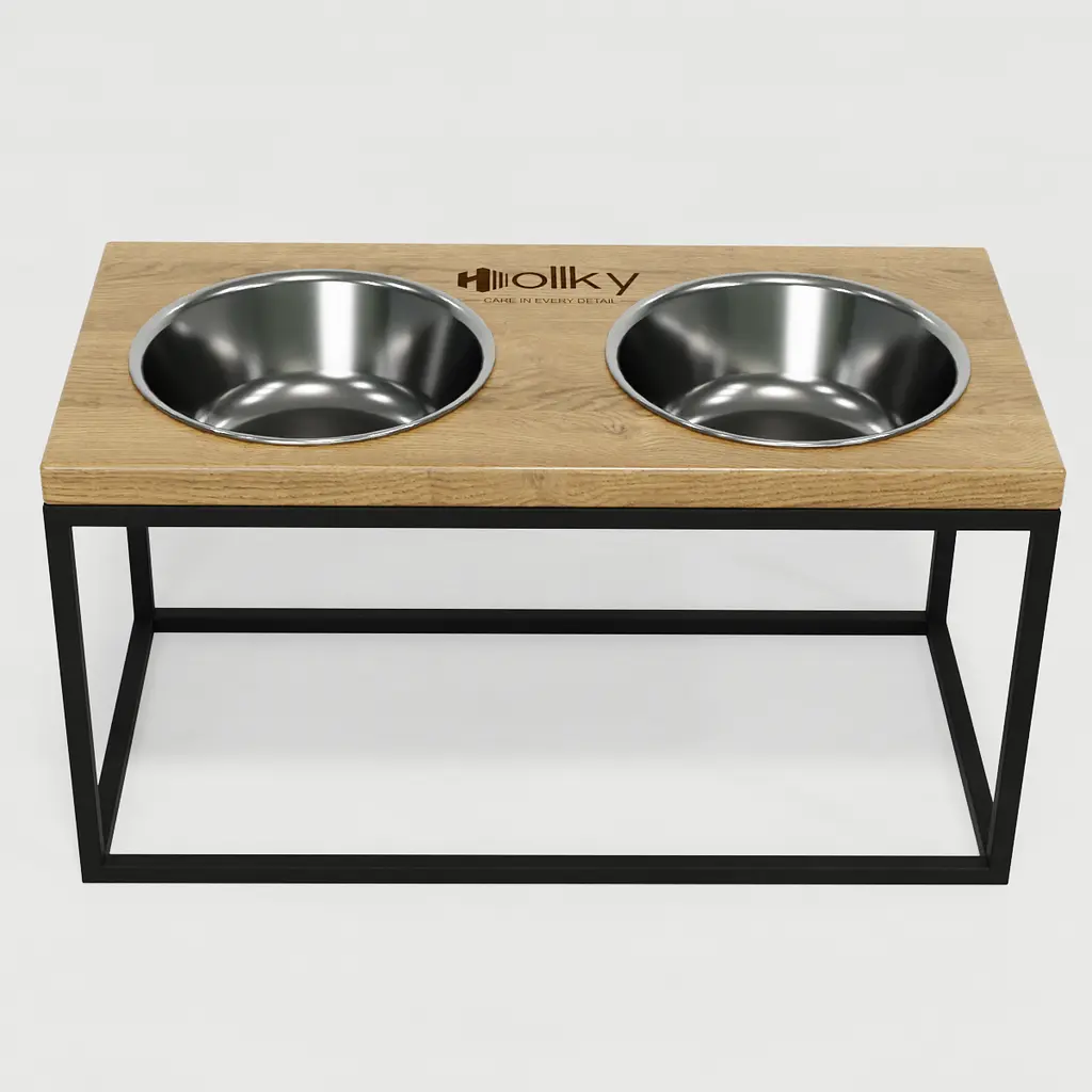 Hollky Base L — миски на підставці для середніх і великих собак (2 × 0,95 л, висота 20 см) - фото 3